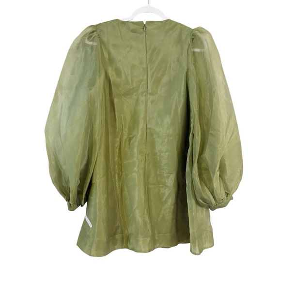 ASOS Edition Applique Floral Volume Sleeve A-Line Mini Dress Olive Pink Sz 6 NWT - Picture 10 of 12